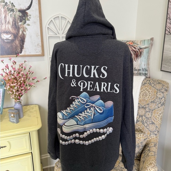 Tops - Chucks & Pearls Graphic Hoodie